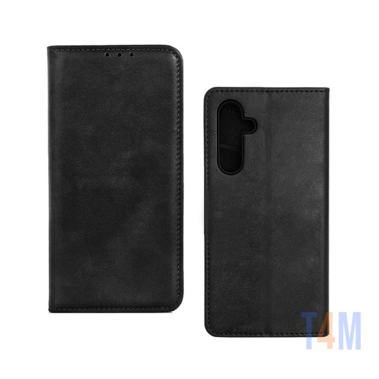 LEATHER FLIP COVER WITH INTERNAL POCKET FOR SAMSUNG GALAXY A54 BLACK